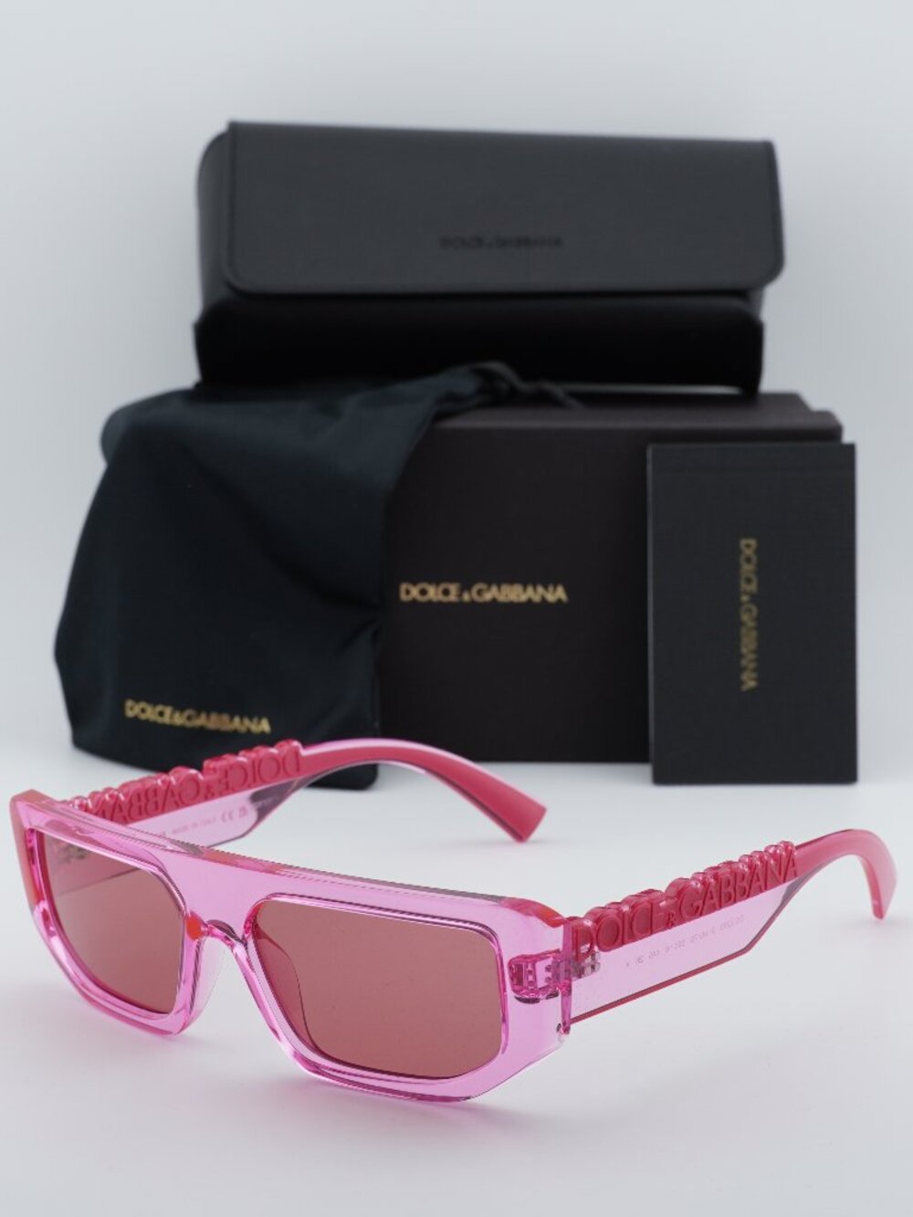 Dolce & Gabbana DG6203 314875 Rectangle Sunglasses - Shiny Pink/Brown